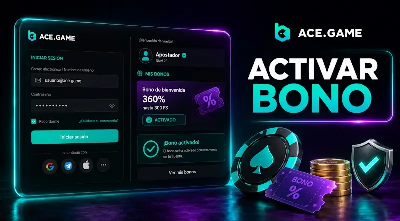 Activación del bono después de Ace Game casino login